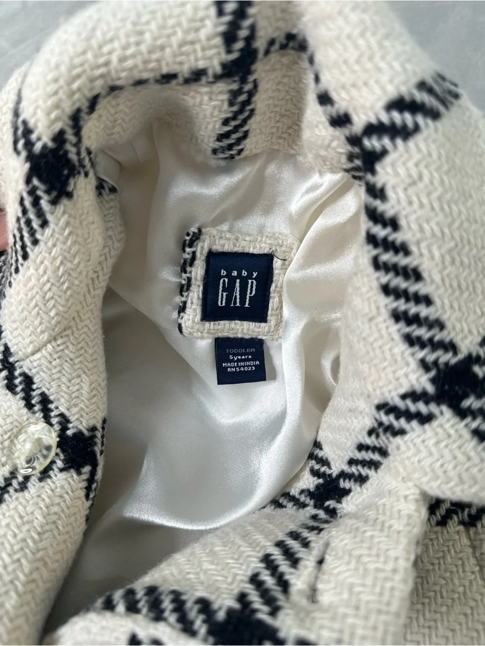 Baby Gap - Chic Windowpane Plaid Cape Coat - White & Black